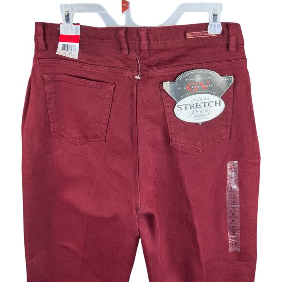 Gloria Vanderbilt Amanda Stretch Jeans Petite 16 Burgundy Straight Leg NWT - Picture 3 of 11